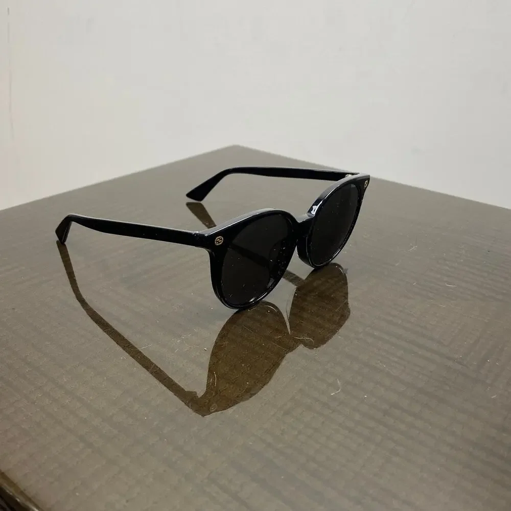 Gucci GG0091SA 001 Full Rim Round Black Sunglasses